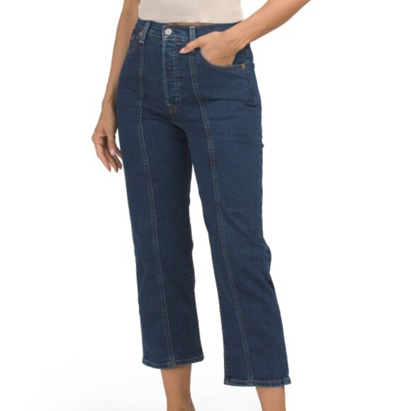 NEW LEVIS Ribcage Straight Seamed Zero To Sixty women Jeans dark indigo 7252m7 - Picture 1 of 3